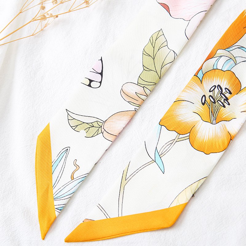 100% Mulberry silk Scarf Head Hair Ribbon Handbag Handle wrap Tie Bundle Scarf Neckerchief Scarf for women
