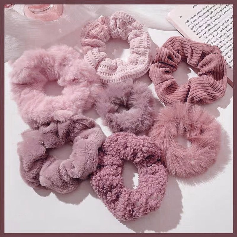 Cute Hair Tie Scrunchies Classic Multi Color Artificial Rabbit Fur Fluffy Hair Party Girl Elastic Scruchies