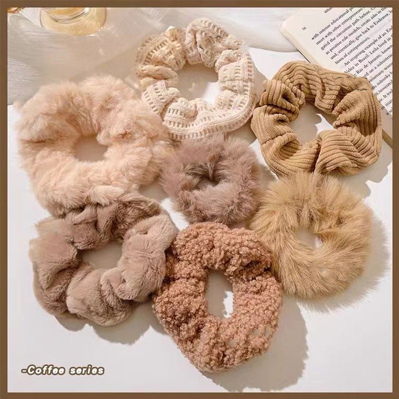 Cute Hair Tie Scrunchies Classic Multi Color Artificial Rabbit Fur Fluffy Hair Party Girl Elastic Scruchies