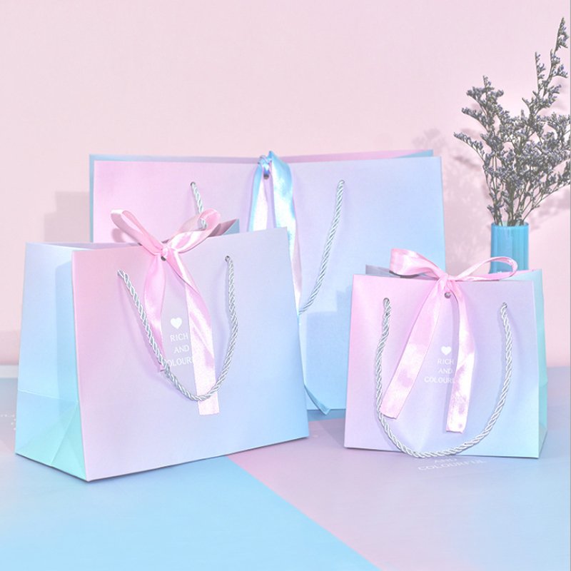 Middle size Insgram popular boutique bags packaging paper bag dream girl handmade ribbon gift bag