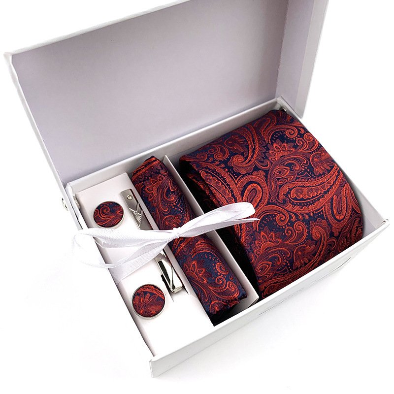 4 in 1 Men's tie Pocket Square Cufflinks Set with Tie Clip Men's Ties Set