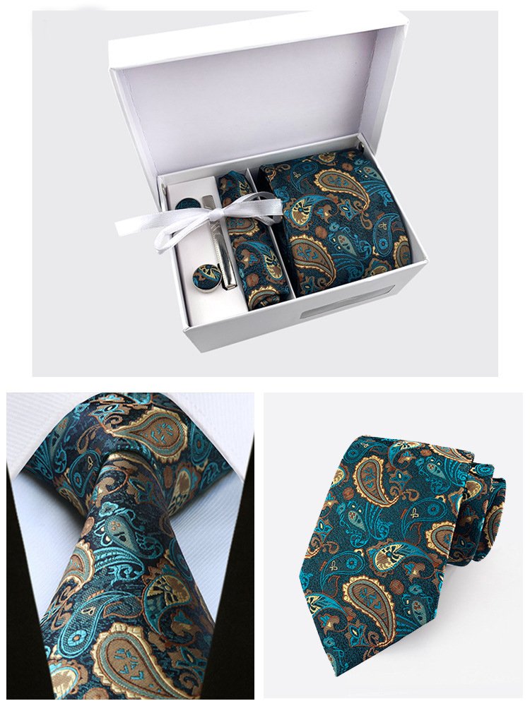 4 in 1 Men's tie Pocket Square Cufflinks Set with Tie Clip Men's Ties Set