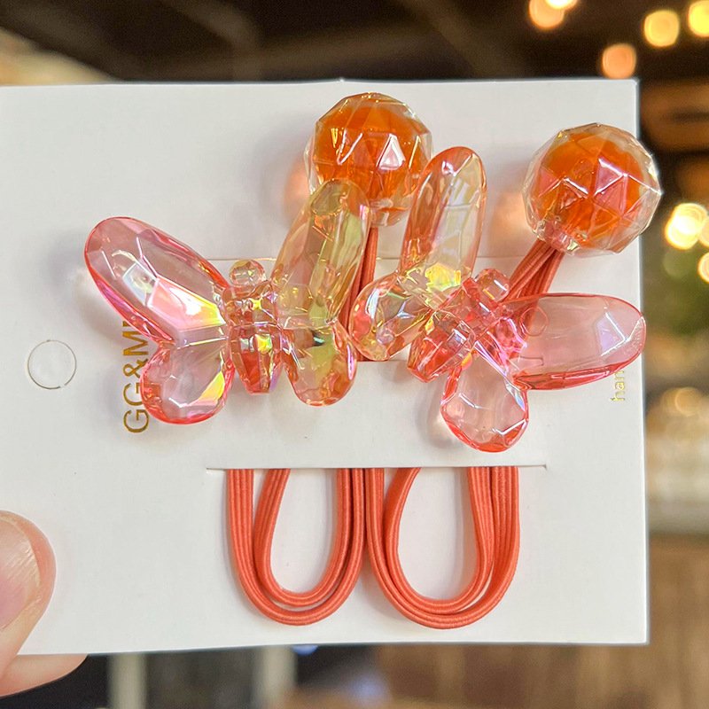Wholesale Women Girls Elastic Butterfly Hair Band Korea Colorful Small Hair Ties Set Headdress
