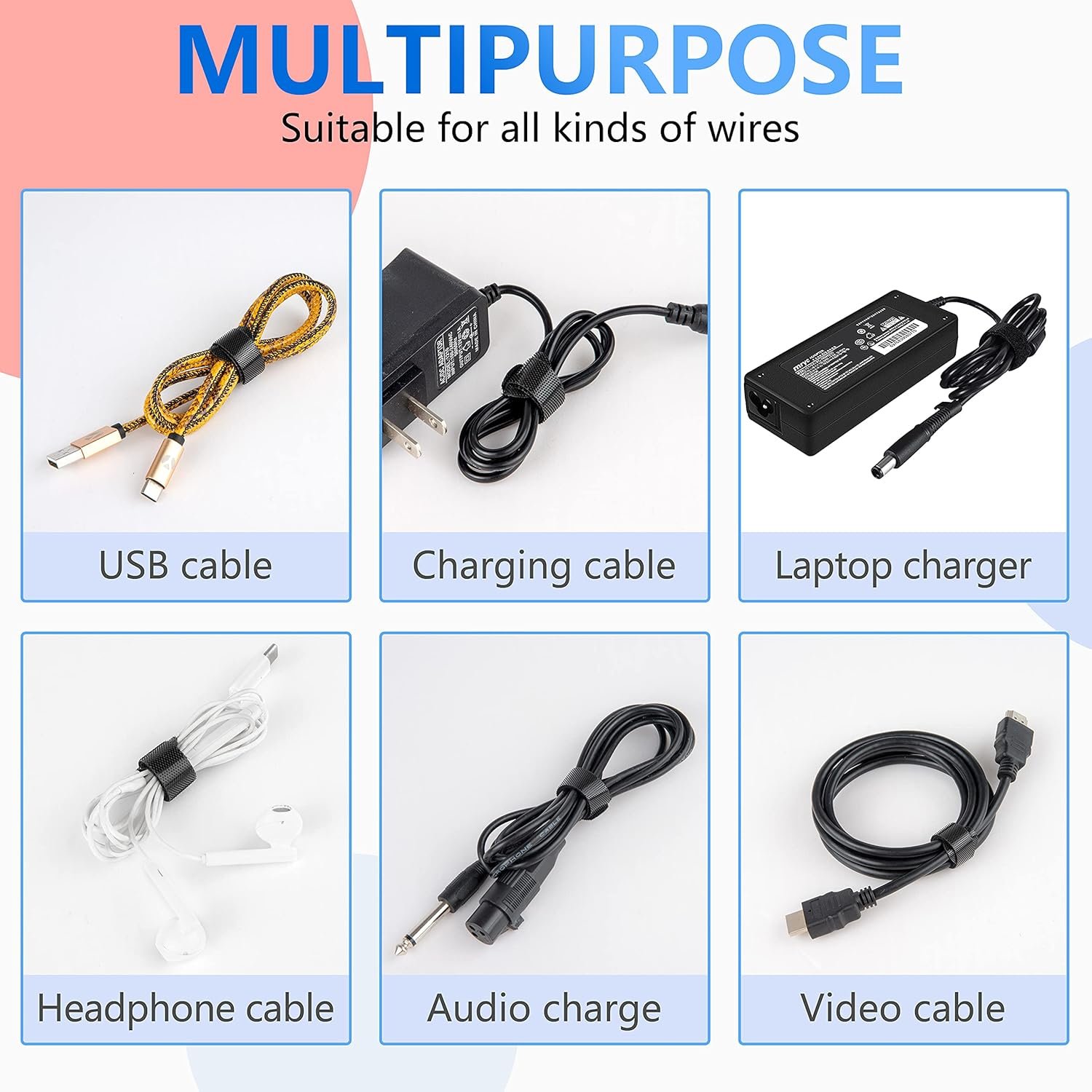 Reusable Fastening Cable Ties Self Adhesive Network Cable Manager Straps Wire Cord Organizer For Home Management