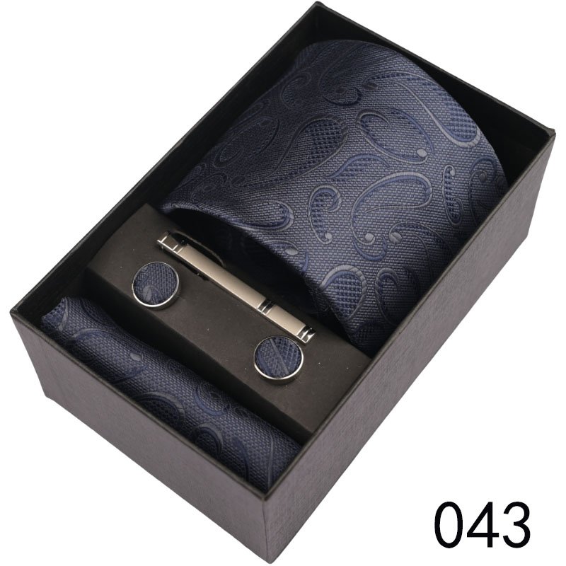 Light Blue 100% Micro Fibre Paisley Tie Jacquard Woven Polyester Necktie with Pocket Square Set
