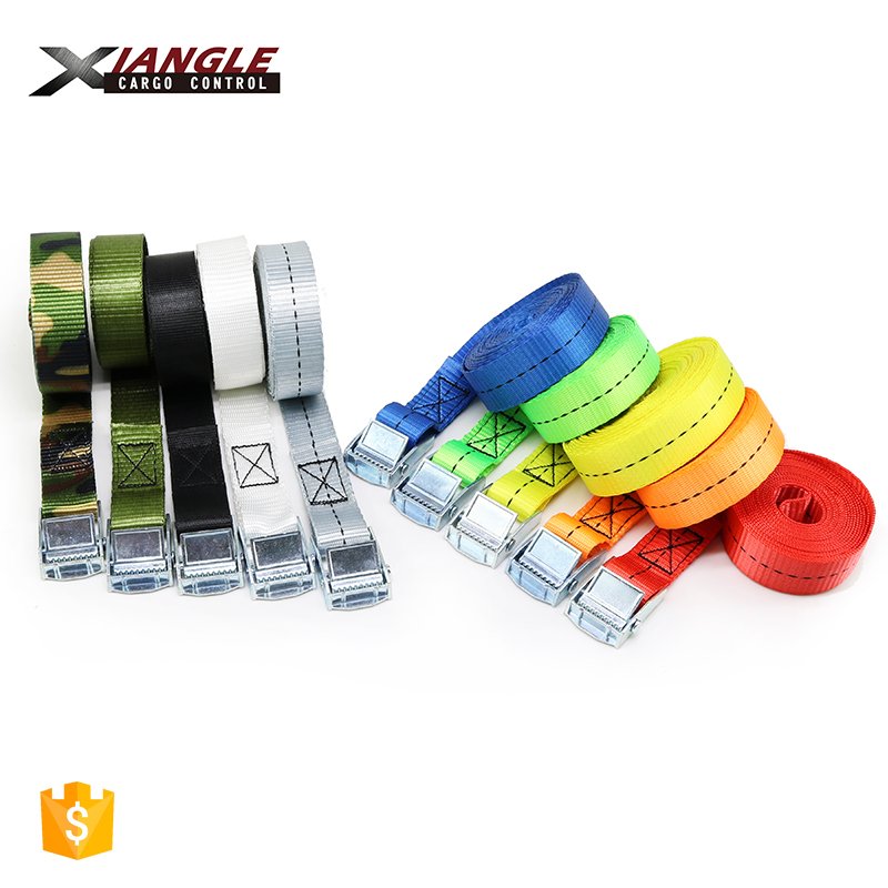 custom logo 1 inch 25mm 250kgs polyester cargo lashing strap cam buckle tie down straps