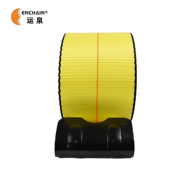 Heavy 4inch polyester customized winch strap with flat hook cargo winch strap