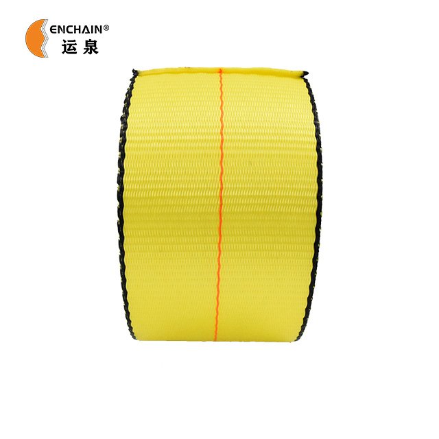 Heavy 4inch polyester customized winch strap with flat hook cargo winch strap