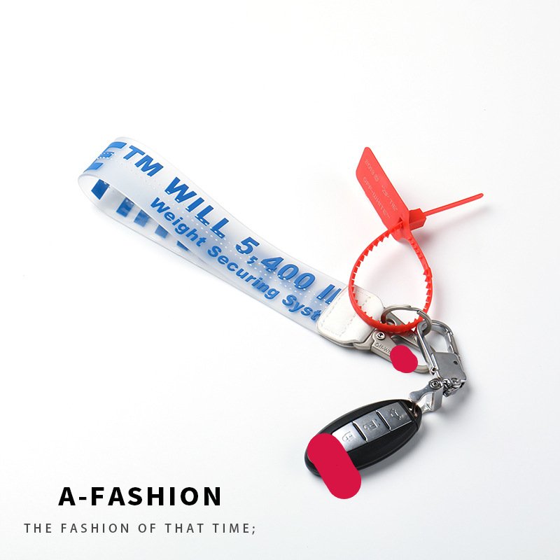 2024 New Of White Clasp Transparent Pvc Keychain Industrial Clear Jelly Designer Keyring Lanyard With Zip Tie