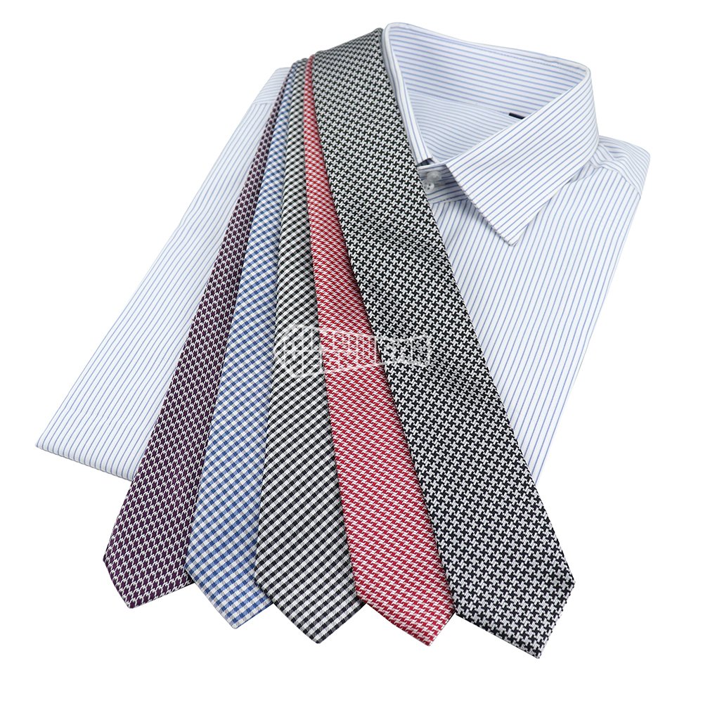 Checkered Plaid Necktie Microfiber Fabric Geometry Business Polyester Tie Textured Ties Mens