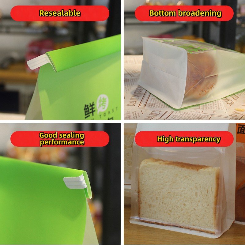Custom Print Resealable Stock Kraft Paper Packing Lunch Bags For Buns Snacks Dessert Chiffon Cake Take away Bread Packaging Bag