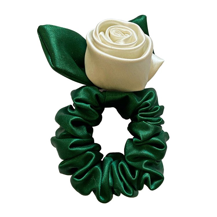 Factory wholesale 100% mulberry silk rose hair band custom logo silk scrunchies with gift box