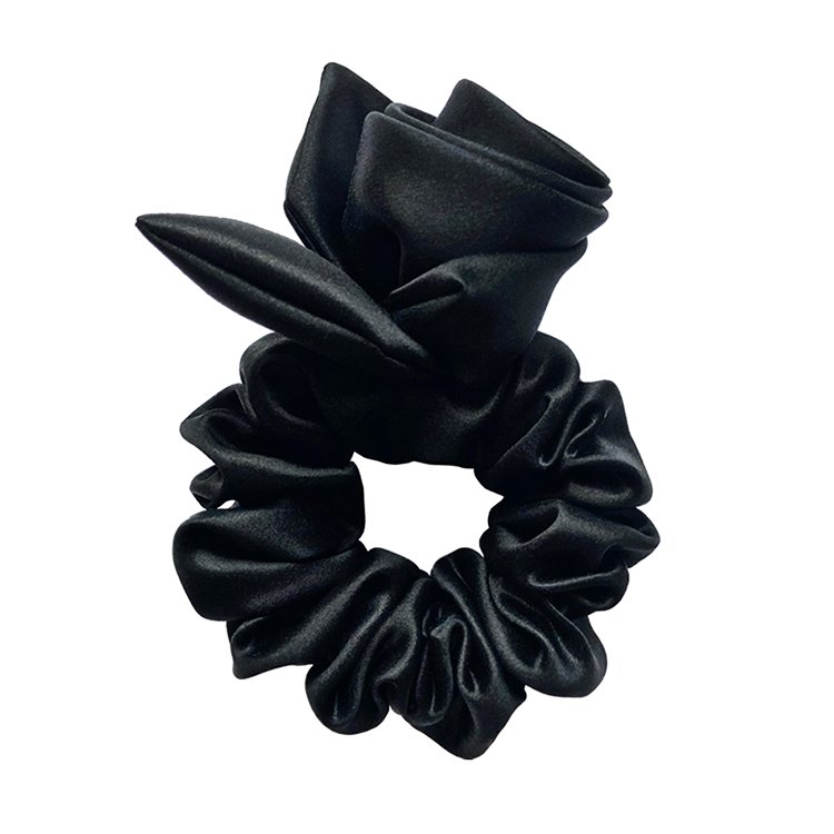 Factory wholesale 100% mulberry silk rose hair band custom logo silk scrunchies with gift box
