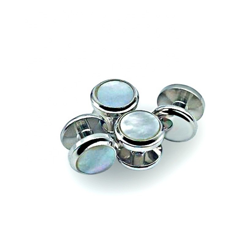 Hot Seller Classic Wedding Round Black Stone Tuxedo Studs & Cufflink Gift Box Shirt Accessory Button Cuff link Stud Set for Men