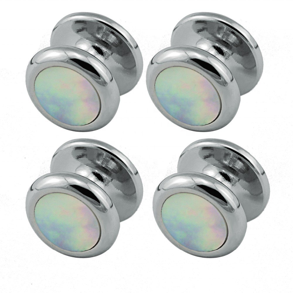 Hot Seller Classic Wedding Round Black Stone Tuxedo Studs & Cufflink Gift Box Shirt Accessory Button Cuff link Stud Set for Men