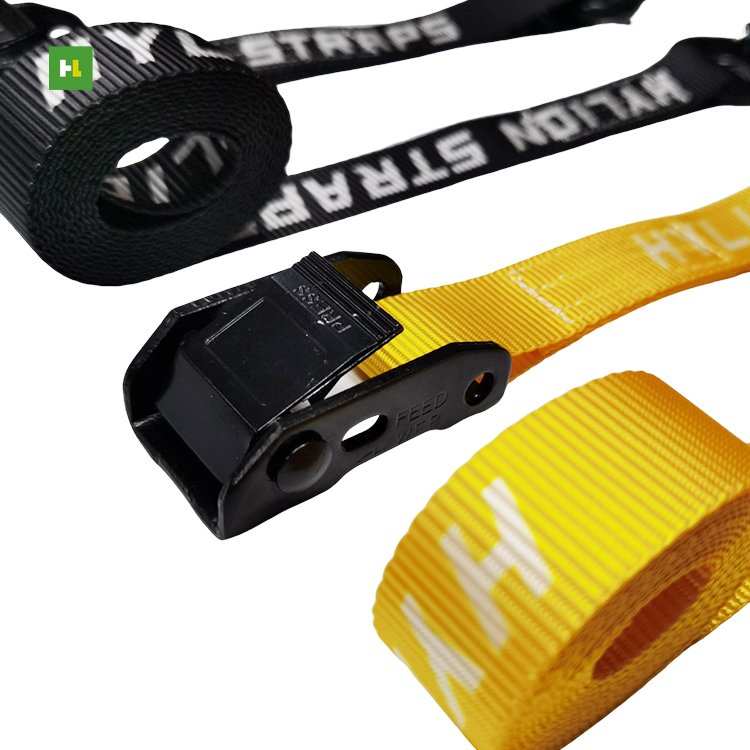 Custom Printing Logo Adjustable Motorcycle Tie Down Straps Cam Buckle Strap With S Hook