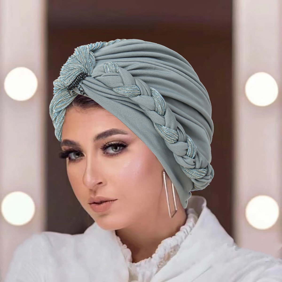 Zifeng OEM Colorblock Twisted Twisted Turban Hat Women's Breathable Baotou Hat Solid Color Fashionable Muslim Turban Hat