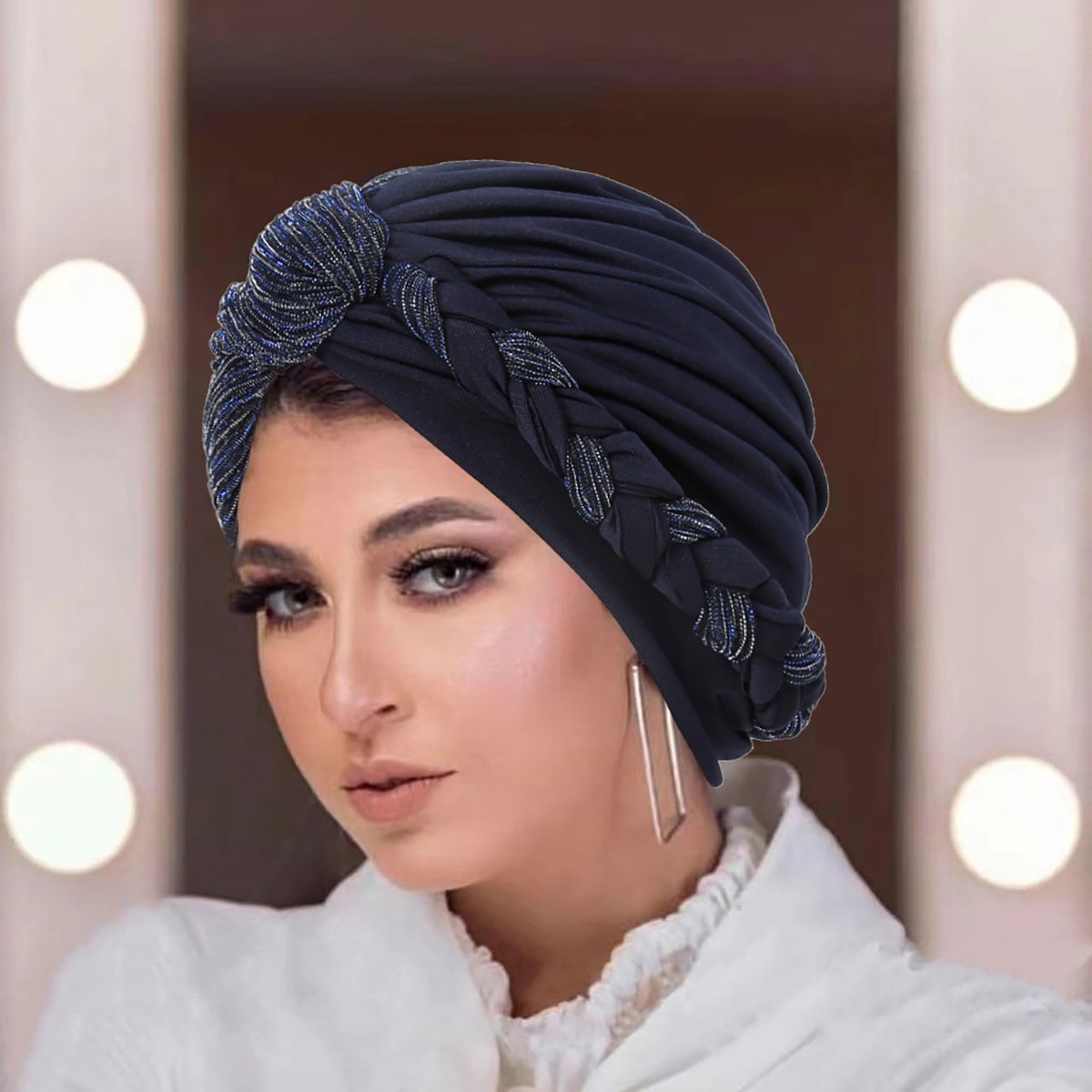 Zifeng OEM Colorblock Twisted Twisted Turban Hat Women's Breathable Baotou Hat Solid Color Fashionable Muslim Turban Hat