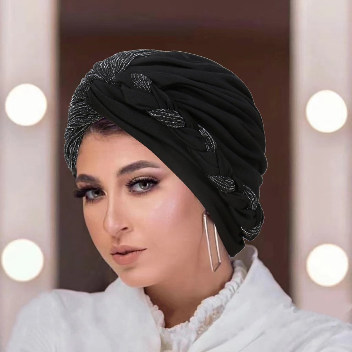 Zifeng OEM Colorblock Twisted Twisted Turban Hat Women's Breathable Baotou Hat Solid Color Fashionable Muslim Turban Hat