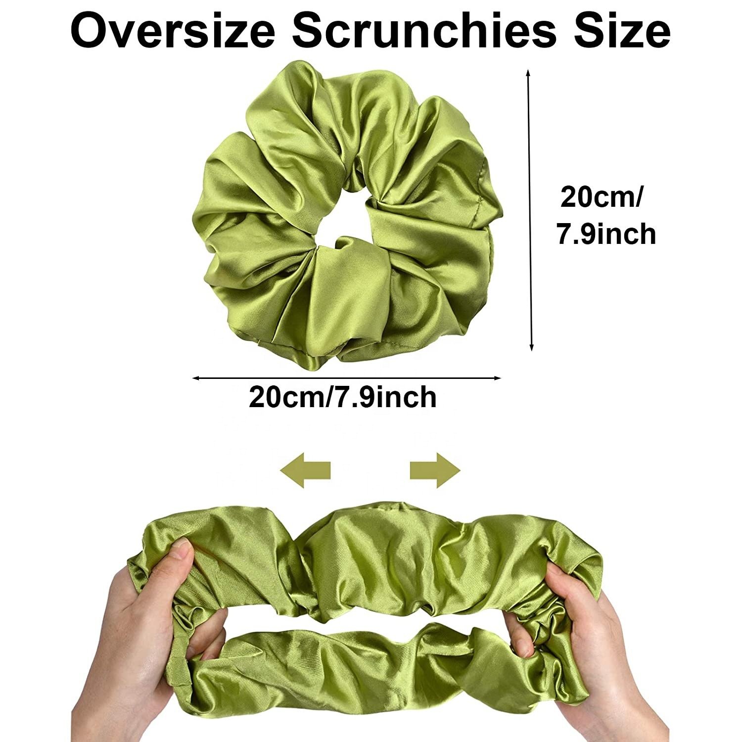 personalized logo Solid Color Elastic Hair Bands Large Oversized Hair Ties Satin silk scrunchies