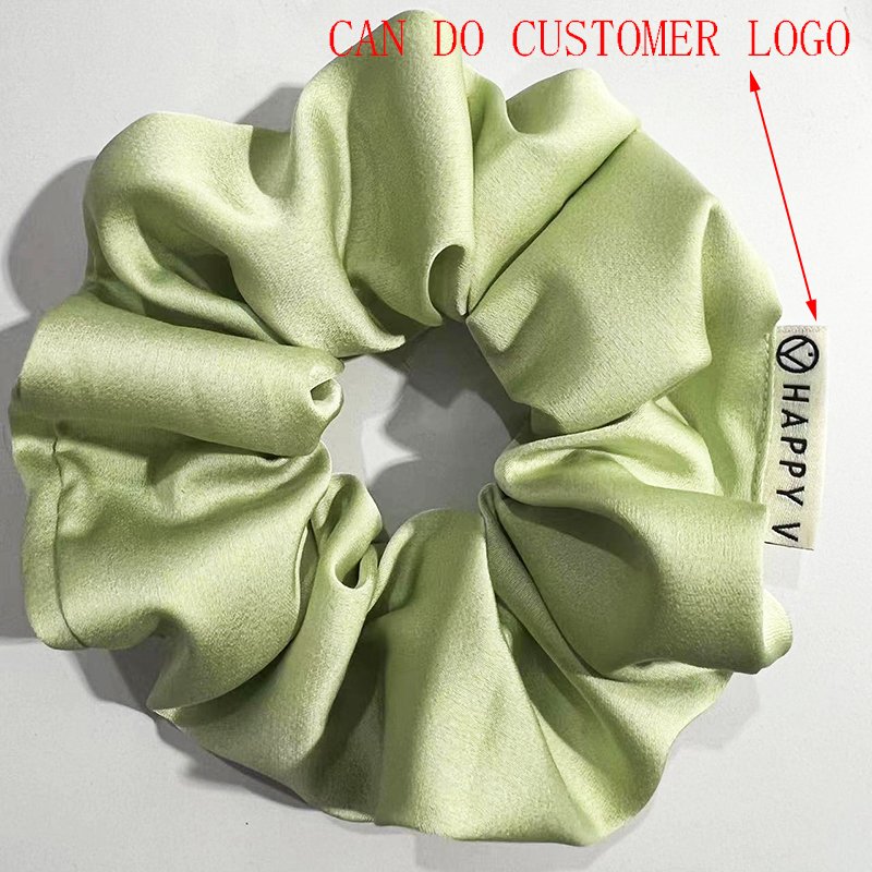 Fashion Solid Color Satin Silk Scrunchies Women Accessories Big Elastic Hair Band Ties Girls Hairband Wholesale Custom Logo