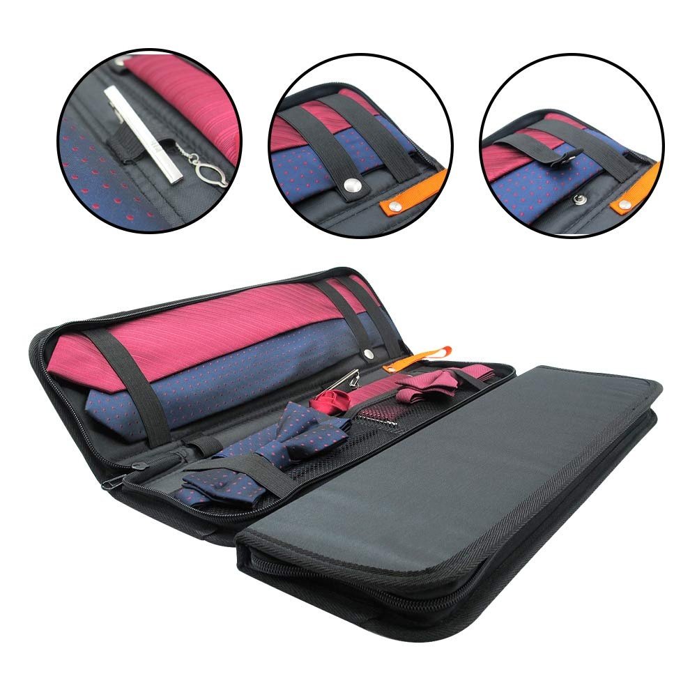 BSCI custom Men premium portable travel tie storage case holder