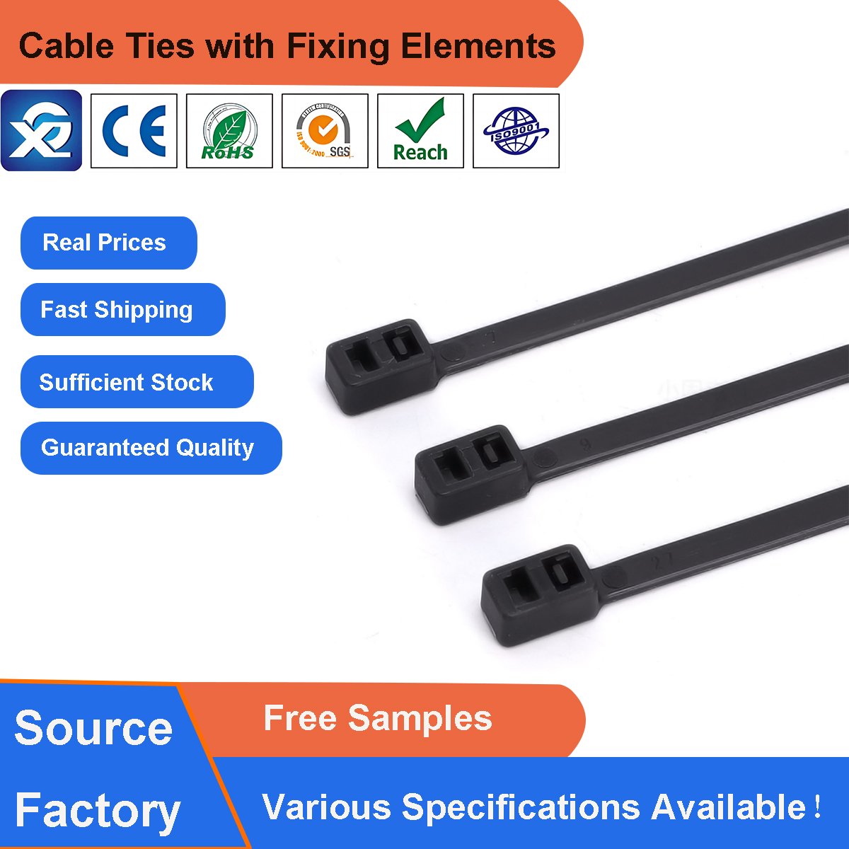 Ready to Ship High Quality Self-locking Plastic Nylon Zip Tie X34 Double Head Cable Ties