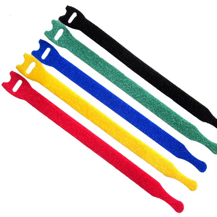 Custom logo printed colorful adjustable hook and loop cable ties
