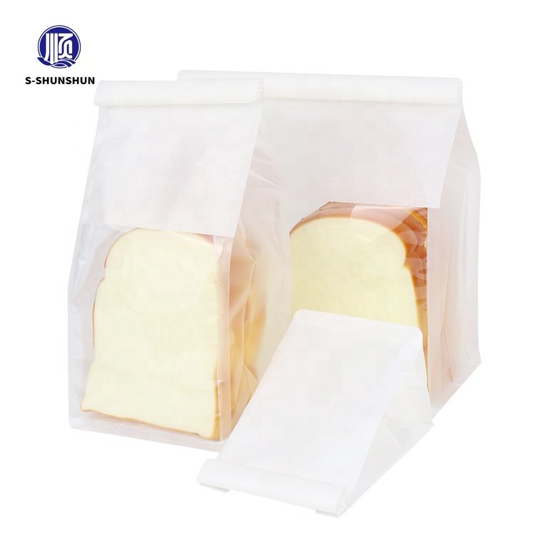 Custom wholesale recyclable Paper Bread Loaf Bag Kraft Food Packaging Bakery Toast Bag With Front Window