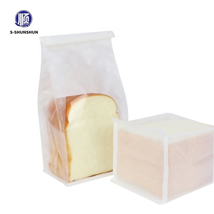 Custom wholesale recyclable Paper Bread Loaf Bag Kraft Food Packaging Bakery Toast Bag With Front Window