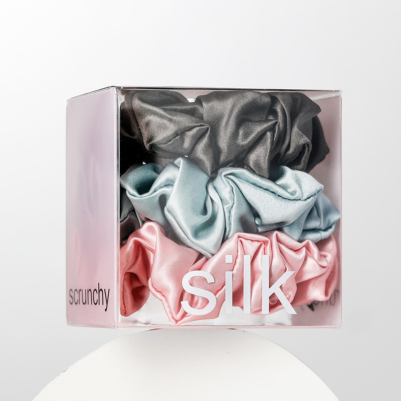 2024 Popular Customised Fashional Hair Ties Satin Scrunchies Large/Medium/Small Silk Scrunchies Set