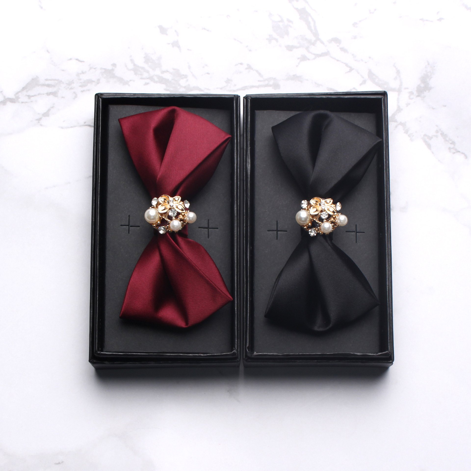 Hao Han Wholesale Customize Accessories For Ties Classic Mixed Solid Color Wedding Party Pearl Bows Ties Men