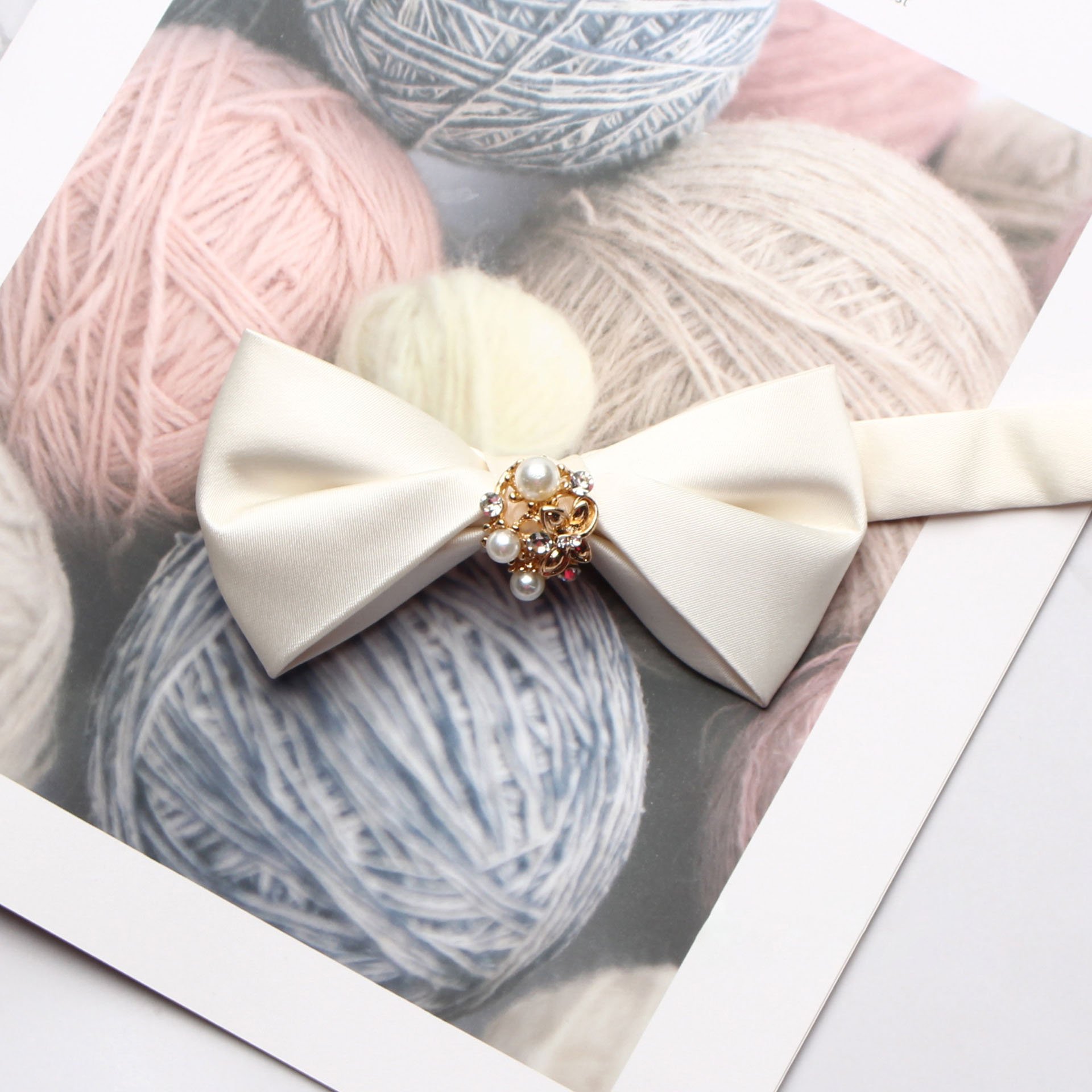 Hao Han Wholesale Customize Accessories For Ties Classic Mixed Solid Color Wedding Party Pearl Bows Ties Men
