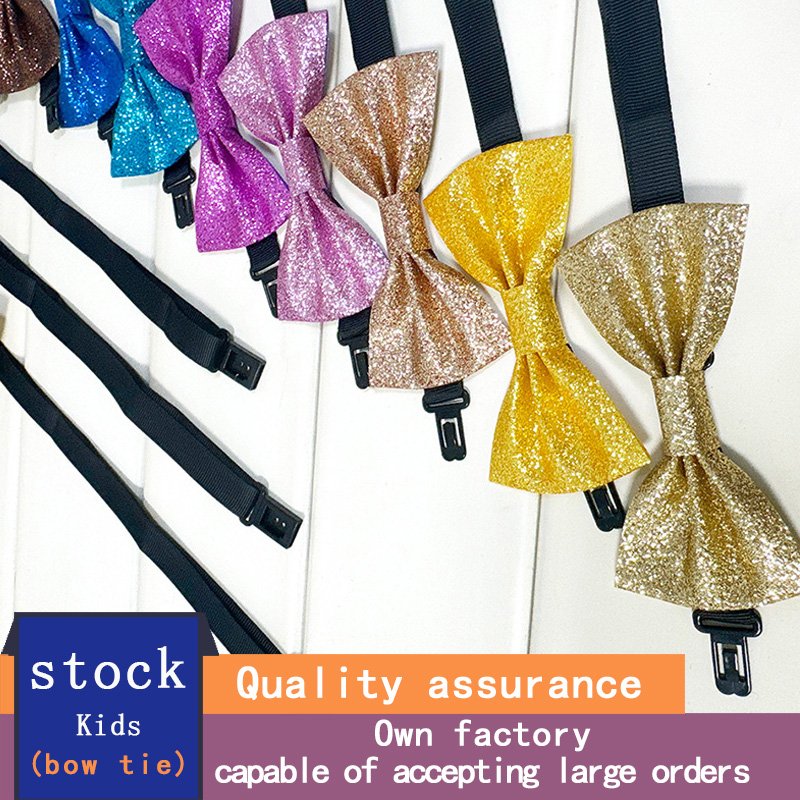 Adjustable Leather Bow Tie for Kids Children's Student Performance Baby Graduation Manufactured Stock for Kids & Children