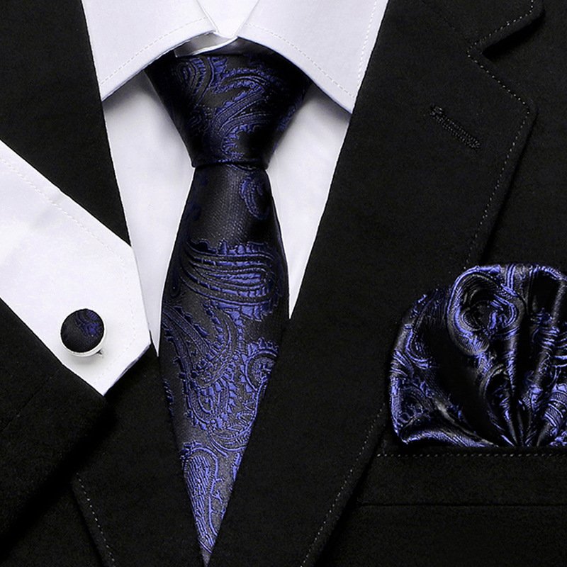 2020 Wholesale Custom 100% Silk Tie cufflinks kerchief Necktie Business Formal White Gift box Set Fashion Ties For Men