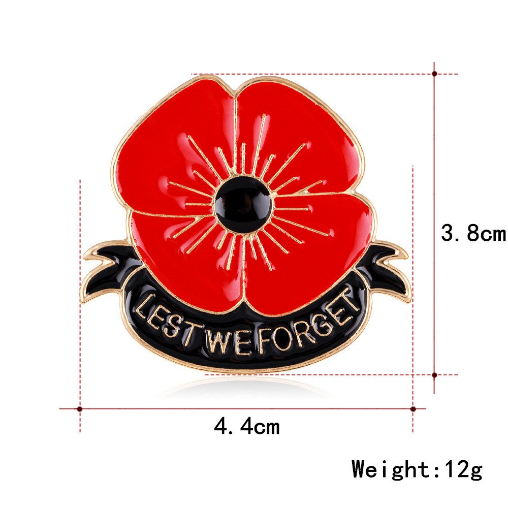 Manufacturer Enamel Poppy Flower Lapel Pin Festival of Remembrance Day Lest We Forget Never Forget Veteran Poppy Badge Brooch