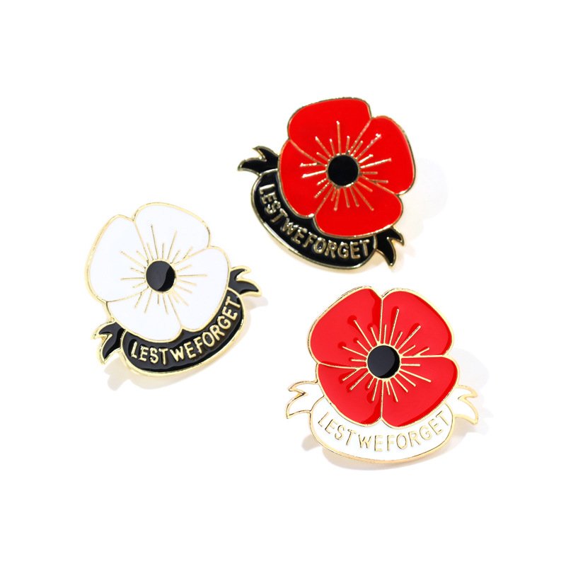 Manufacturer Enamel Poppy Flower Lapel Pin Festival of Remembrance Day Lest We Forget Never Forget Veteran Poppy Badge Brooch