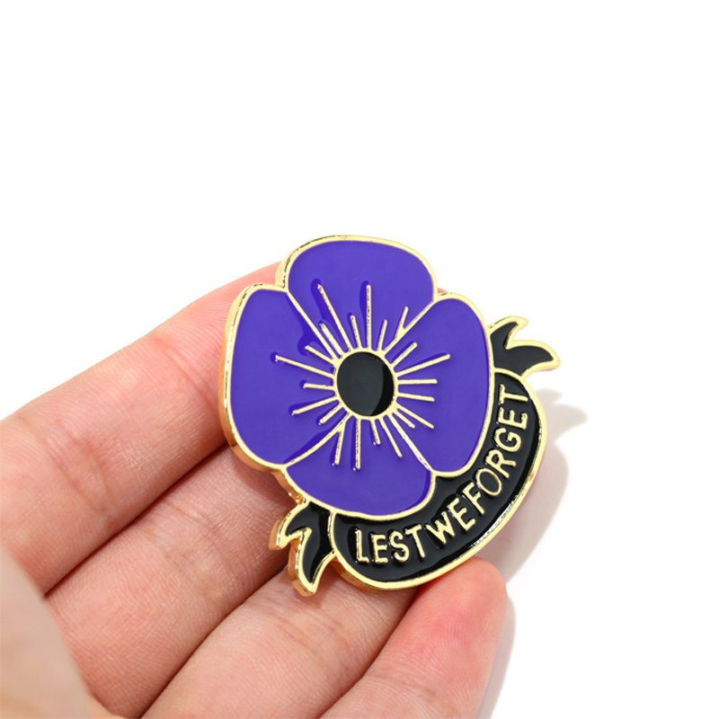 Manufacturer Enamel Poppy Flower Lapel Pin Festival of Remembrance Day Lest We Forget Never Forget Veteran Poppy Badge Brooch