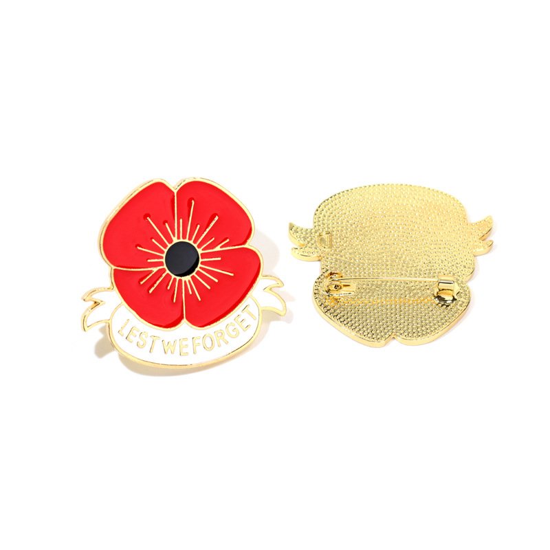 Manufacturer Enamel Poppy Flower Lapel Pin Festival of Remembrance Day Lest We Forget Never Forget Veteran Poppy Badge Brooch