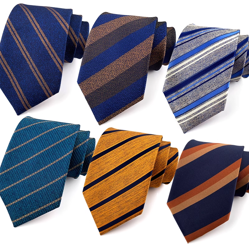 Business Style Modern Gentleman Navy Blue Grenadine Silk Tie with Burgundy Stripes