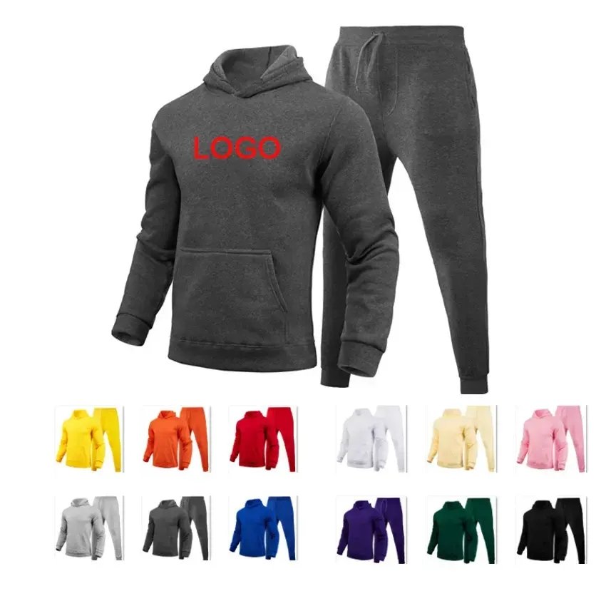 Heavyweight 100% Cotton Men Tracksuit Custom Blank Jogging Sweat Suit Men's Hoodies & Sweatshirts Jogger Set