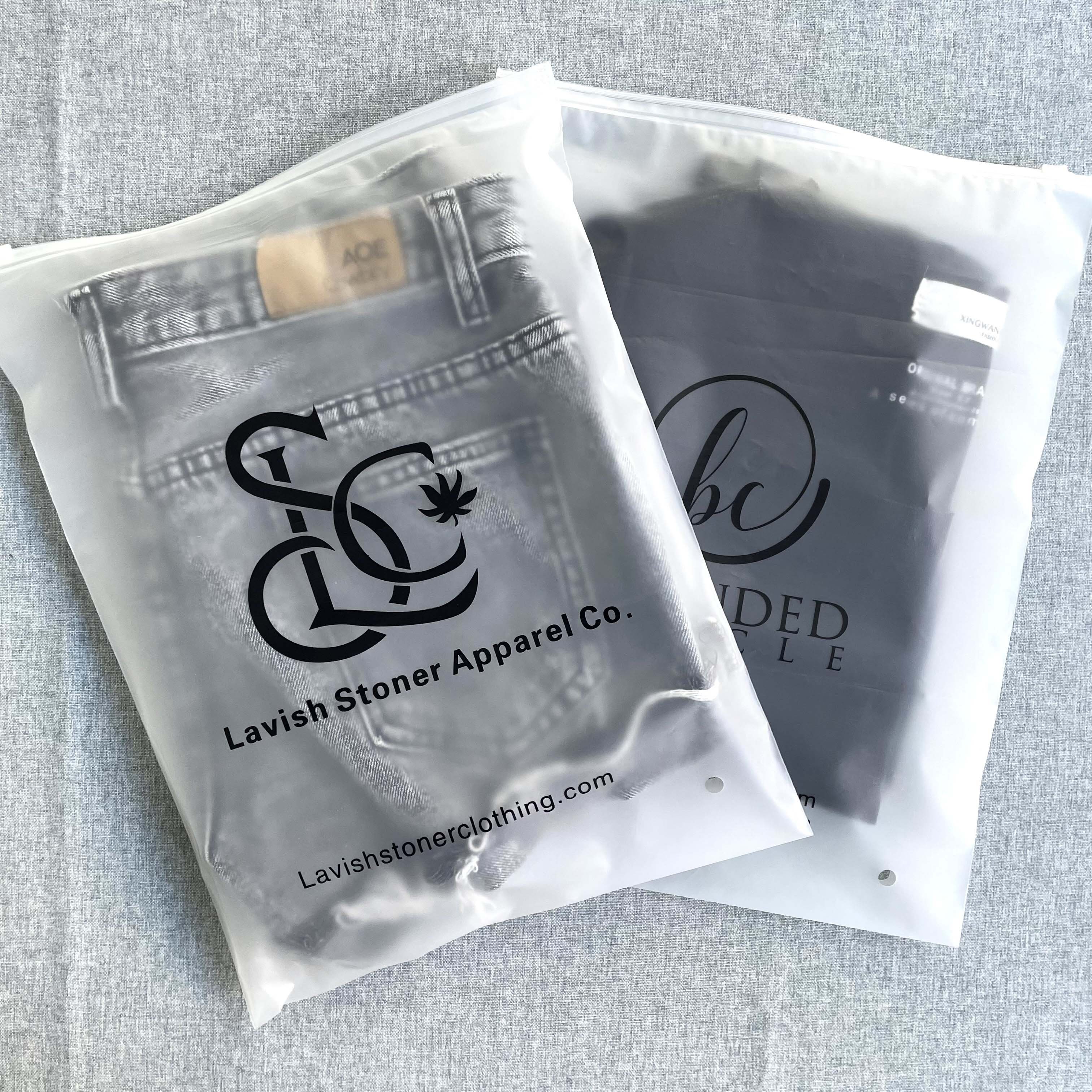 Popular Design Custom Frosted Plastic Bags Garment Zipper Packaging Bag, Biodegradable Slider Zip Lock Bag