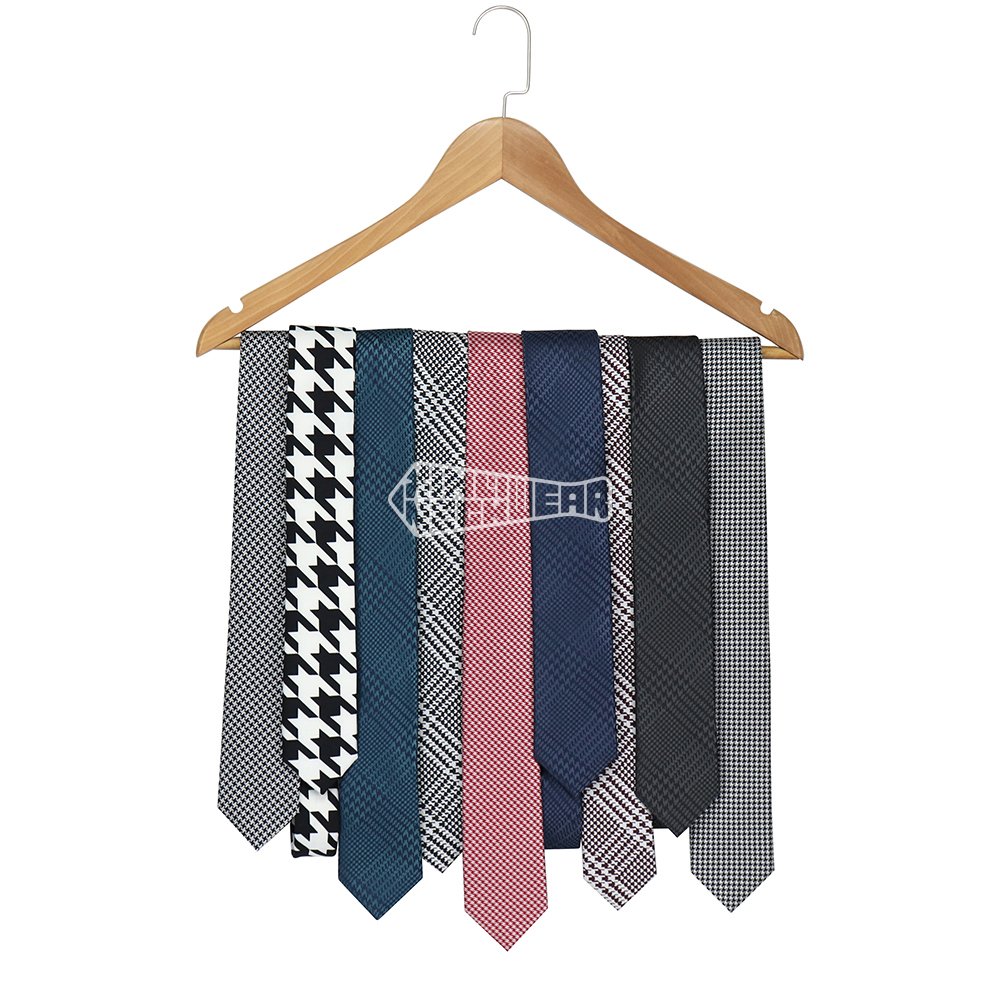 High Quality Polyester Houndstooth Woven Custom Ties Logo Jacquard Classic Designer Neckties