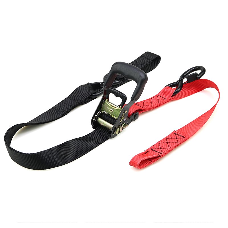 1500kgs 1.5inch Rubber Coated Ratchet Buckle Motorbike Ratchet Tie Down Lashing Strap with S Hooks for Transportation