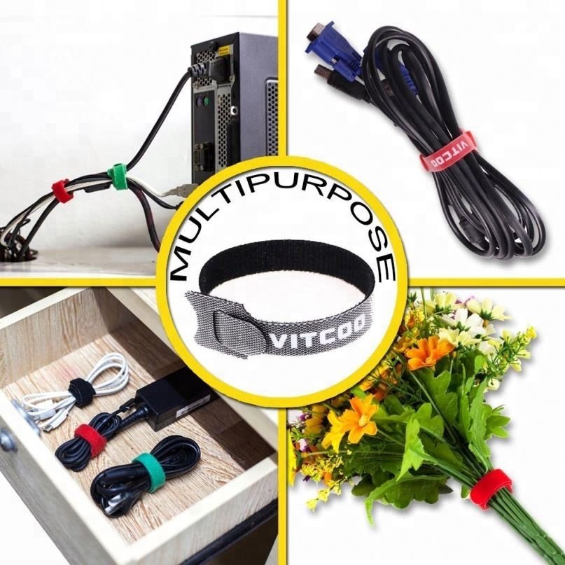 Adjustable Reusable Multi Size Hook N Loop Cable Cord Ties