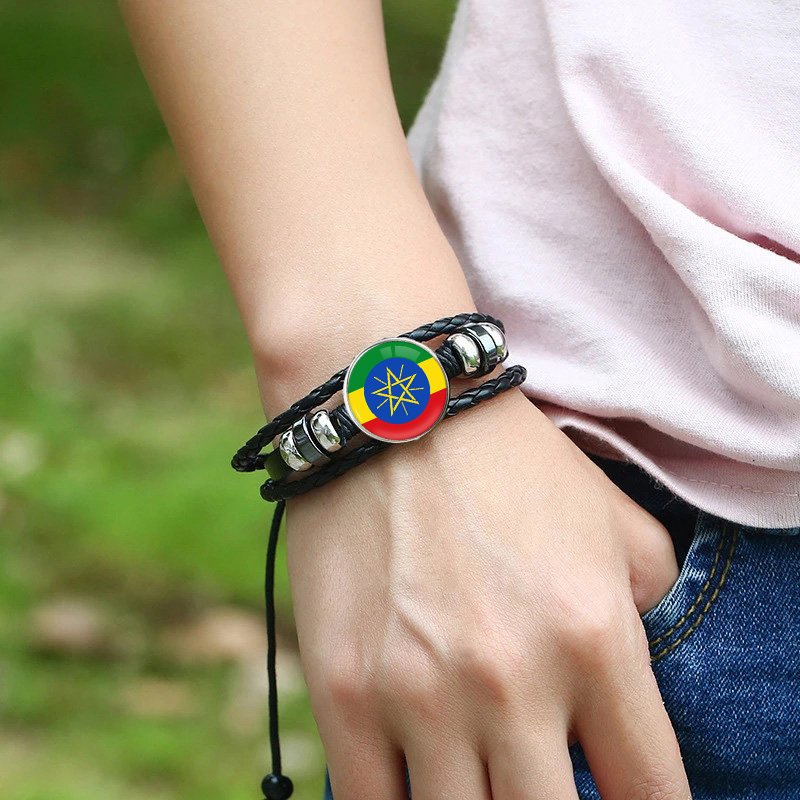 70 Models Ethiopia Country Flag Map Tie Clip Lapel Pin Ring Brooch Cuff Link Necklace Bracelet Earrings Key Chain Jewelry Set