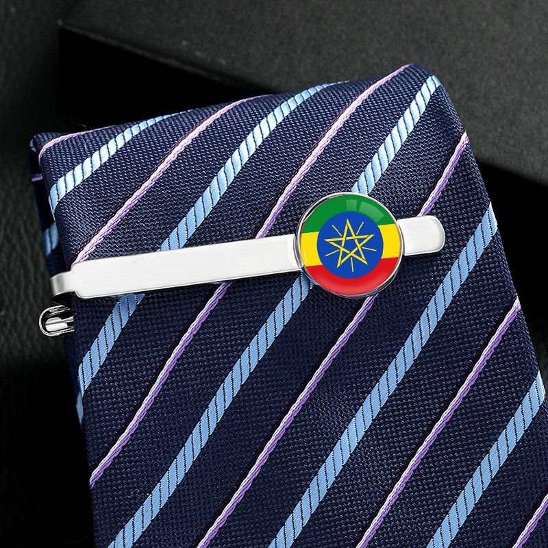 70 Models Ethiopia Country Flag Map Tie Clip Lapel Pin Ring Brooch Cuff Link Necklace Bracelet Earrings Key Chain Jewelry Set