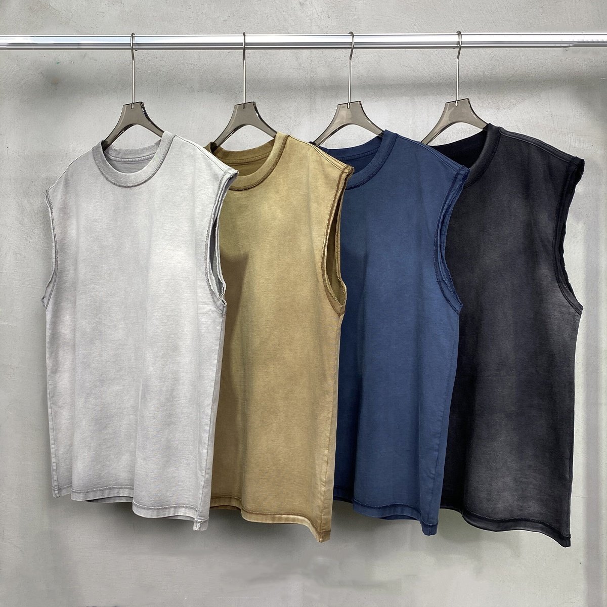 CHENXU Custom Men oversized casual street acid washed tank tops summer fashion Breathable tank tops cotton streetwear tanktop