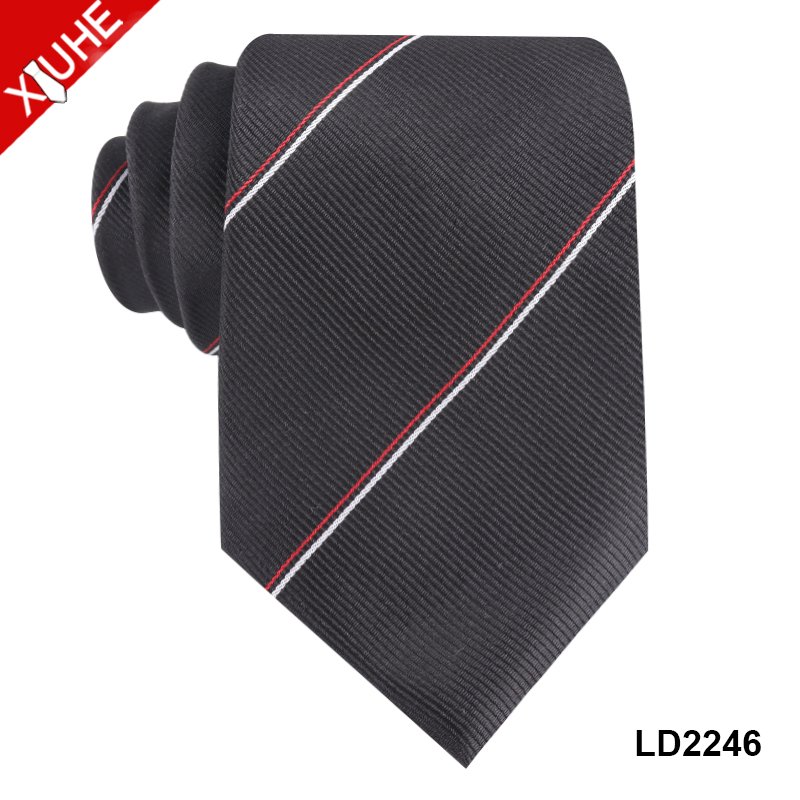 New Design School Boys Ties Navy Blue Striped Logo Necktie Custom Polyester Mens Tie Tie