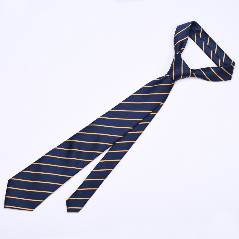 Wholesale cheap polyester Tie hidden blue gold striped men's Necktie